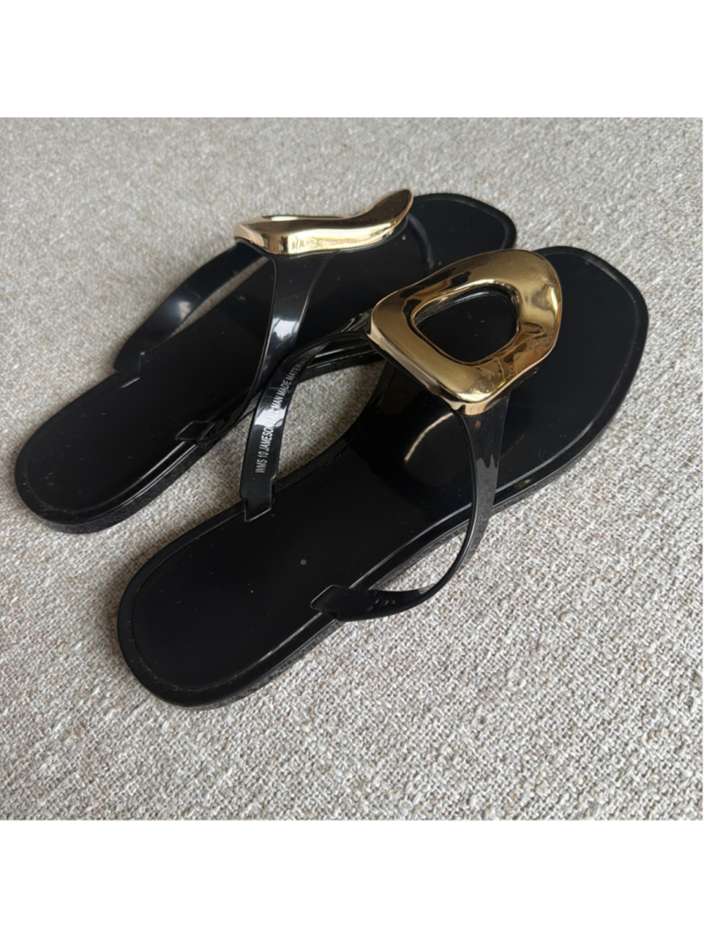 Women's Black and Gold Sandals Size 10 - Picture 4 of 4